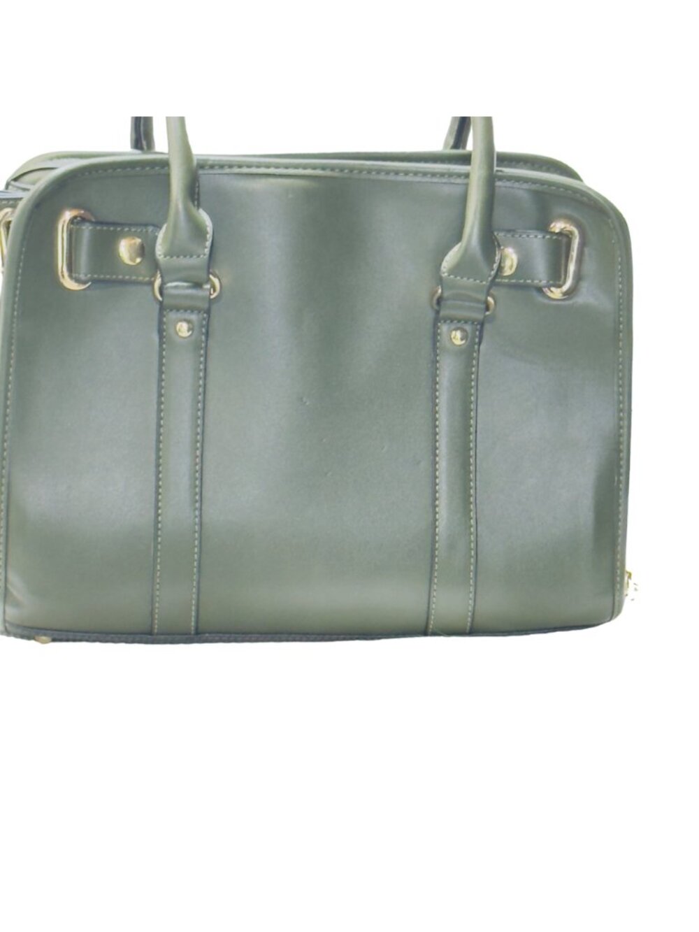 Dasein Vegan Leather Green Satchel Handbag With Gold Chain Strap Red Lining & Mu - Picture 5 of 13